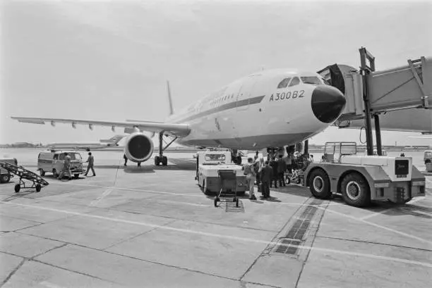 The new Air France Airbus A300B2 at Heathrow Airport in London OLD PHOTO