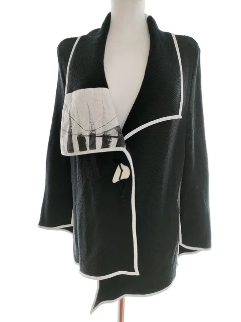 Tivoli Gr. XL Schwarz Lange Strickjacke Cardigan Knöpfe Langarm Baumwolle Strick