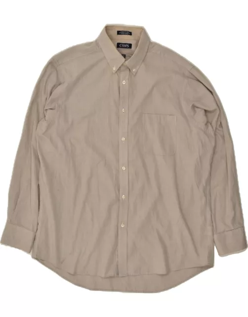 Chaps Herren klassische Passform Köper Shirt Größe 17-17 1/2 XL beige gestreift Baumwolle HZ07