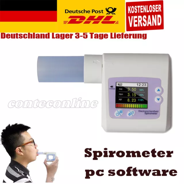 SP10 Digitales Spirometer Lungenatmungsdiagnosegerät Spirometrie + PC-Software