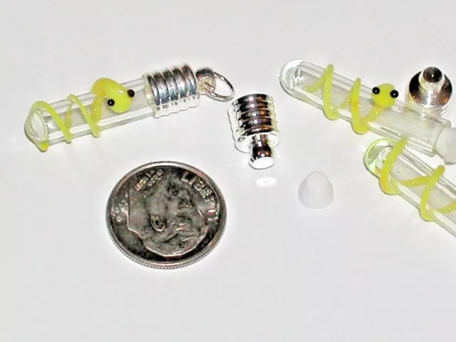 1 Small YELLOW Snake Glass bottle vial charm pendant *~