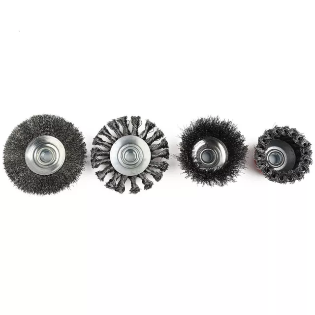 4PC 3&4 Pouce Carbone Steel Wire Wheel Cup Brush Set, for 5/8-11UNC Angle 2