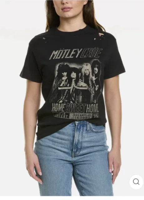 Motley Crue Home Sweet Home X-LARGE Women’s T-shirt oversized crew distress￼ed