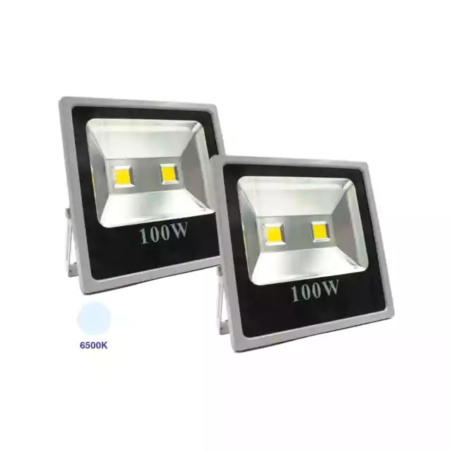 Faro Led Esterno 100W Slim 2 Pezzi Ip65 Luce Fredda Illuminazione Per Esterno