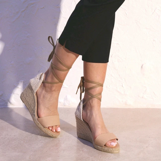 Sandales Compensées Stéphane Kélian - Daim Beige Nude Taille 39 - Plateforme - Neuf Sans Boîte
