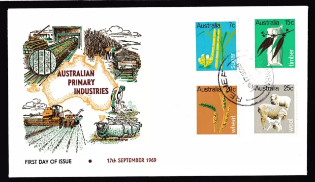 1969 Primary Industry Full Set Decimal Stamp Wesley First Day Cover #2010