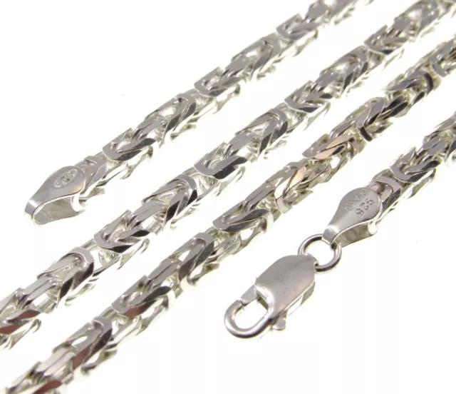 3.6MM Solid 925 Sterling Silver Italian Byzantine Chain Bracelet or Necklace Men