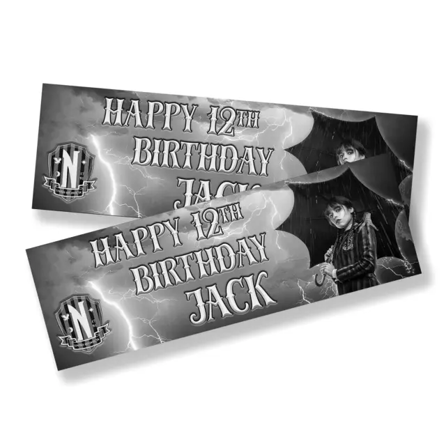 Personalised Wednesday Adams Banners Birthday / Celebration  - Any Name & Age x2