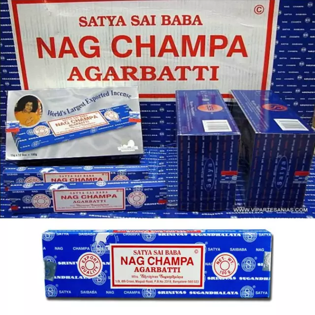 Boîte à bâtons d'encens Satya Sai Baba NAG CHAMPA x packs de 12/5/3 x15 g Agarbathi