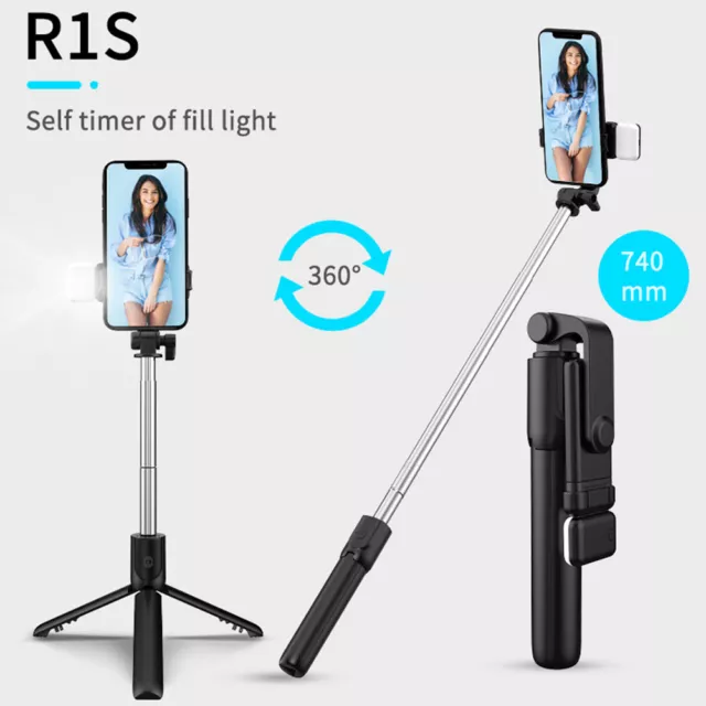 R1 Selfie Stick Tripod Extendable Bluetooth-compatible Monopod with Fill Light ( 3