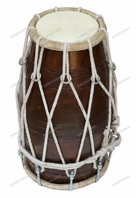 Indien Musical Instrument en Bois Corde Dholak / Dholki pour Kirtan/Bhajan