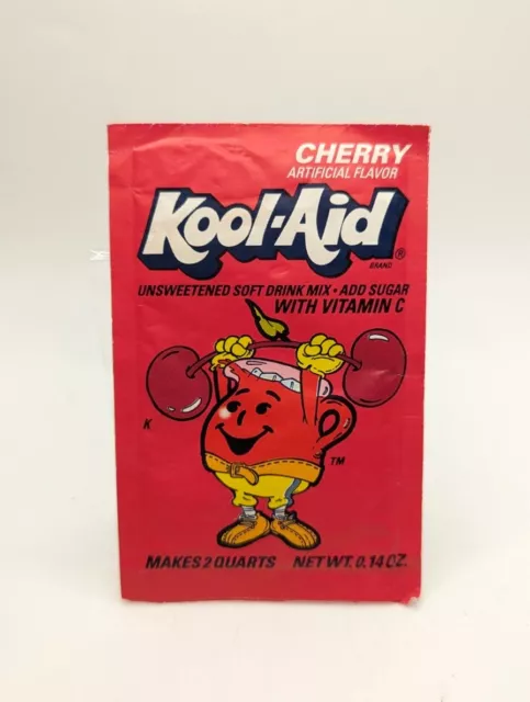 Vintage Cherry 5 Oz Kool Aid packet unopened Cherry Red Lifting Weights