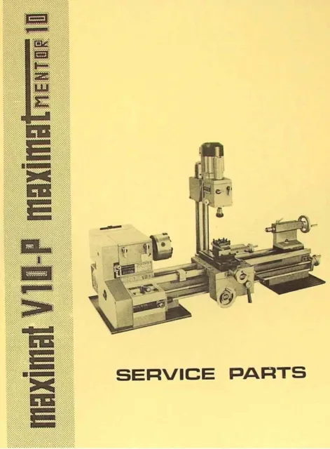 10 Lathe Service Parts Manual Fits Emco Maximat Mentor V10-P