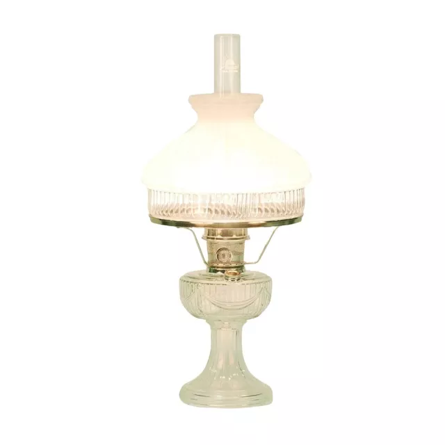 Aladdin Lincoln Drape Oil Lamp, Clear Glass Indoor Fuel Lamp with White Shade