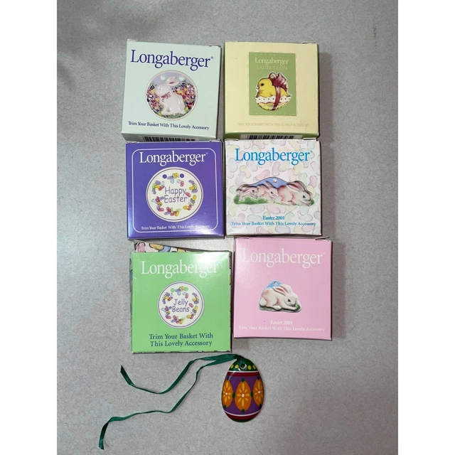 LOT 7 Vintage Longberger Ceramic Pottery Easter Basket Tie On Bunny Jelly Bean