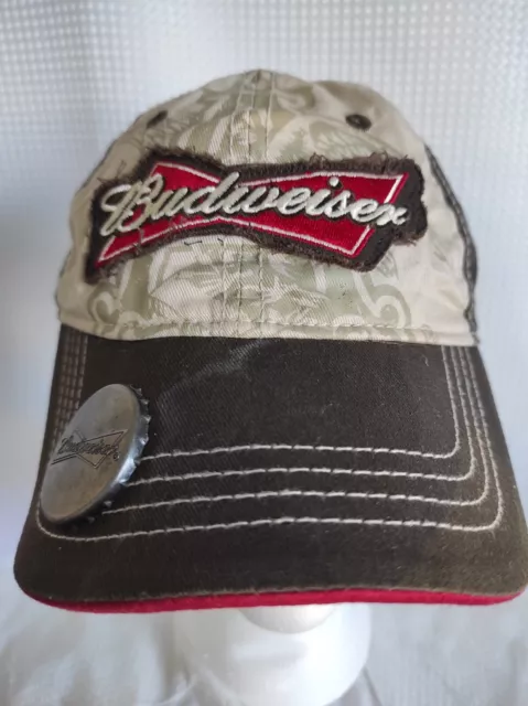 Budweiser King of Beers Hat Bottle Opener Built In Black Adjustable Cap