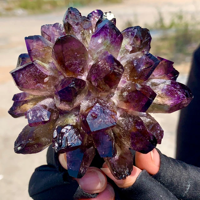 335g  New Find Purple Phantom Quartz Crystal Cluster Mineral Specimen 2