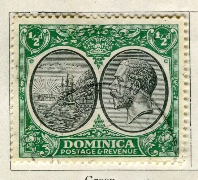 DOMINICA; 1922 early GV issue fine used 1/2d. value
