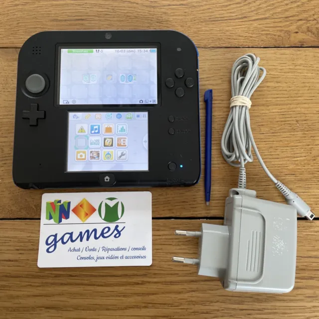 Console Nintendo 2DS bleu Et Noire + Chargeur - Teste