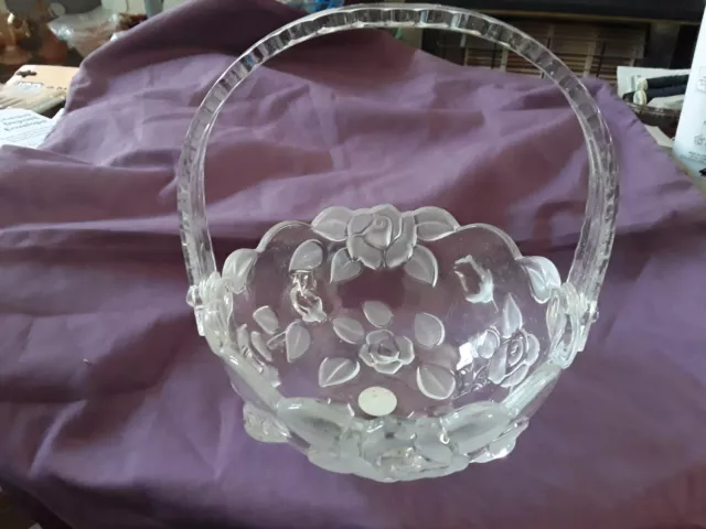 Walther Glas Carmen Rose Clear  Bowl/Basket Acrylic Handle With Sticker