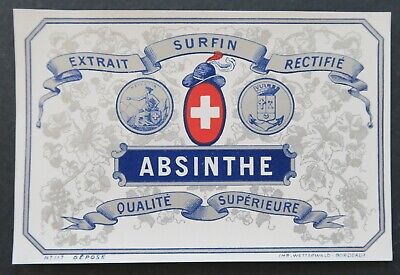 Ancienne étiquette EXTRAIT D'ABSINTHE SUISSE qualité supérieure absinth label 