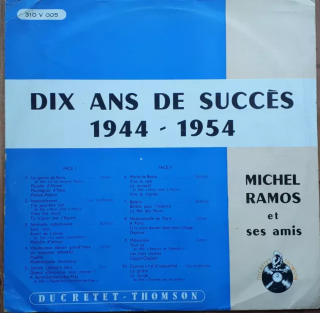 DIX ANS DE SUCCES 1944 - 1954 Michel RAMOS / BRASSENS SALVADOR ULMER 33T LP