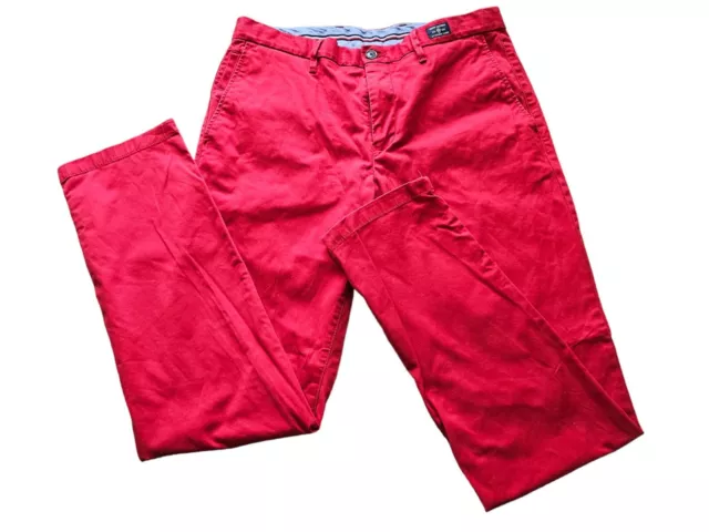 Tommy Hilfiger Men's W34 L32 Denton Stright Fit Stretch Organic Cotton Chino Red