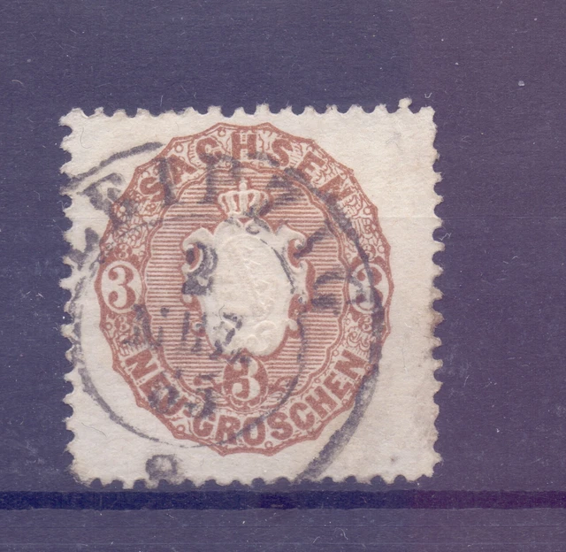 Altdeutschland "Sachsen"    1863   MiNr.   18a  Typ B   gestempelt .