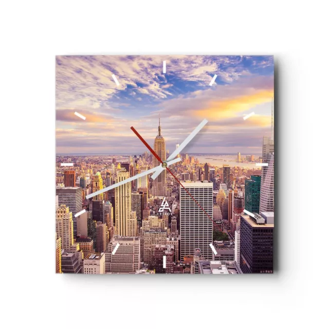 Horloge murale en verre 40x40cm Silencieuse La ville de New York Wall Clock