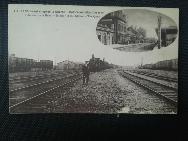 CPA 62 LENS avant et après la Guerre - Intérieur de la Gare
