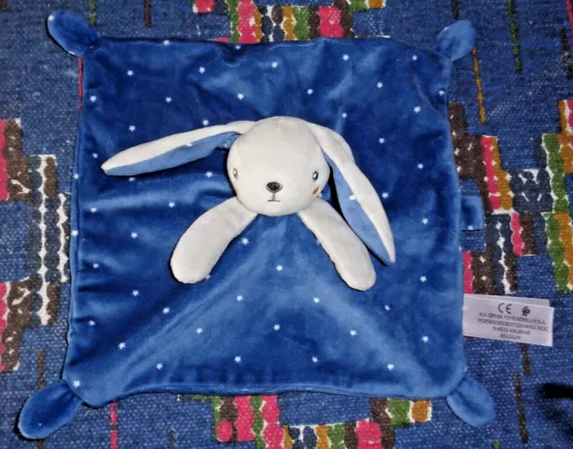 5Pa /  Doudou Plat Simba Kiabi Lapin Bleu Gros Etoile Etat Neuf
