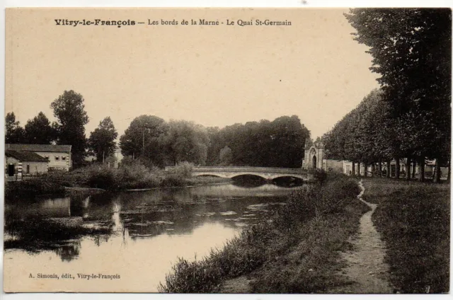 VITRY LE FRANCOIS - Marne - CPA 51 - les bords de la Marne - Quai St Germain