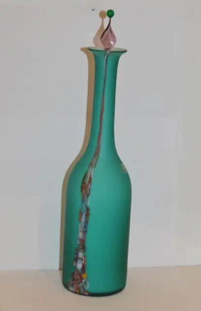 Maestri Di Murano Vetro Eseguito Art Glass 12.75 Decanter w/ Stopper Bottle Vase