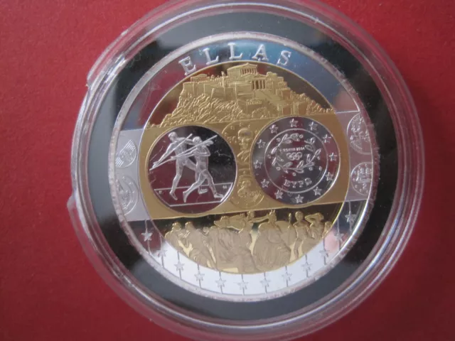 Médaille Grèce Pp Motif : 10 Pièce de Monnaie Argent ? Partie Doré