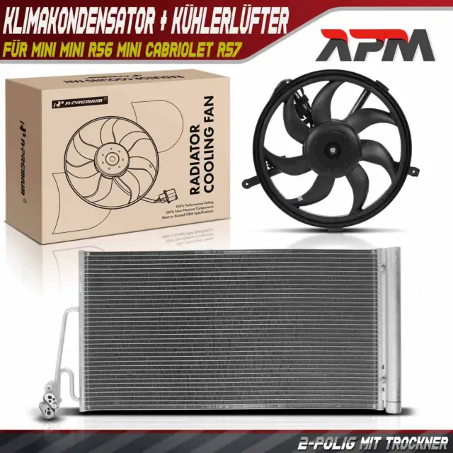 Condenseur à Air + Ventilateur de Radiateur pour Mini R56 Cabriolet R57 Clubman