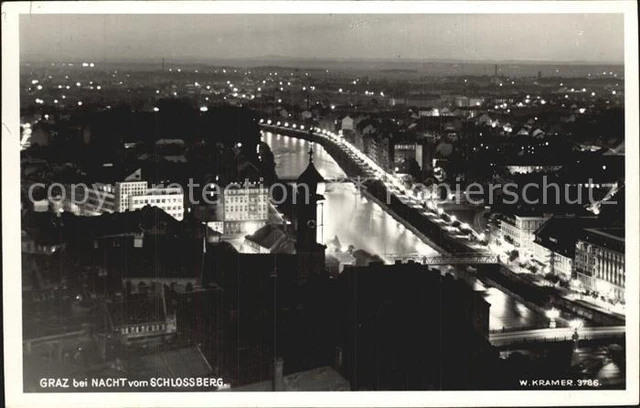 72486017 Graz_Steiermark Blick vom Schlossberg bei Nacht Graz_Steiermark