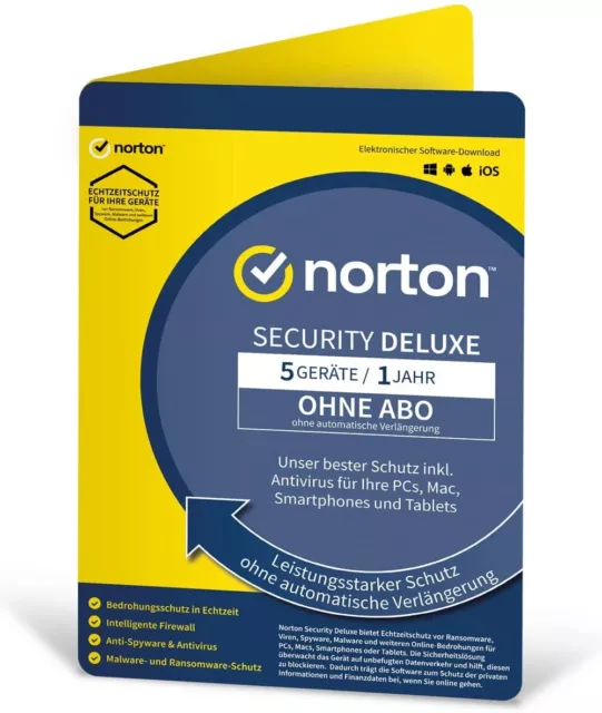 Norton Internet Security DELUXE 2023 für 5 Geräte 1 Jahr - EMAIL ESD KEIN ABO