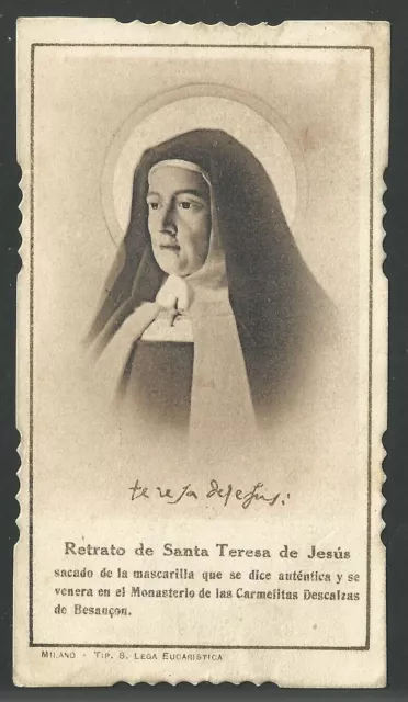 Antico Santino di Santa Teresa image pieuse estampa holy card