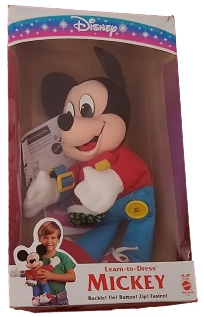 Vintage Disney MICKEY MOUSE LEARN TO DRESS DOLL 1993 Mattel NioB