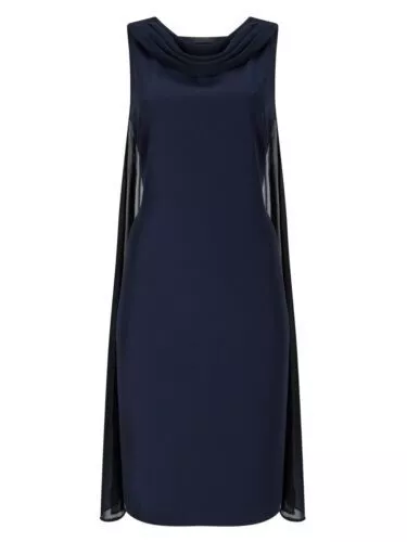 JACQUES VERT DRAPE Cape Dress UK 10 Navy 25.00 PicClick UK