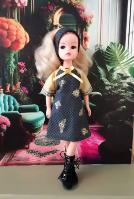 Dress for Pedigree Sindy Queen Bee Shift Vintage Retro Style Headband NO DOLL