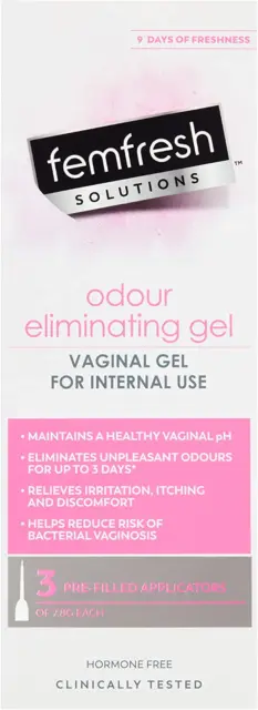 Femfresh Solutions Odour Eliminating Gel, pH Balancing Treatment for Vaginal 3 x