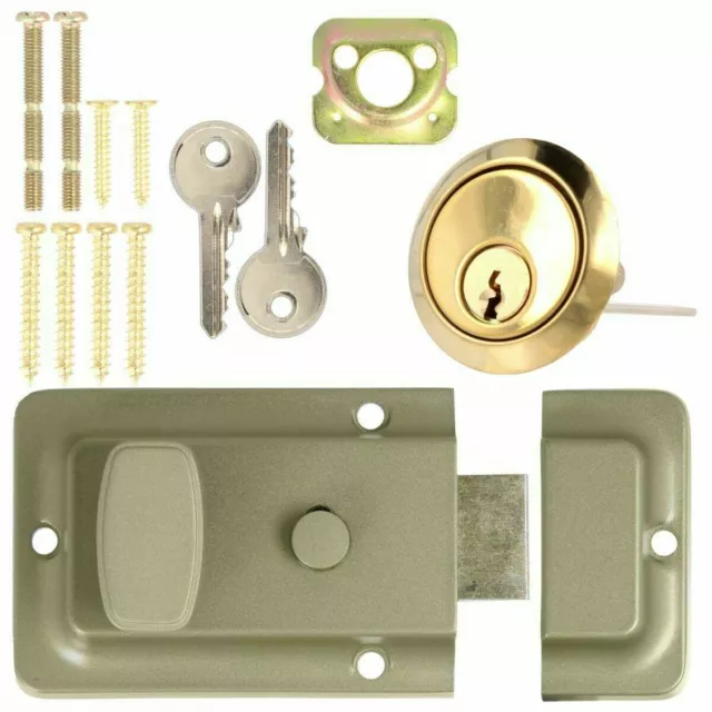 60mm BRASS EFFECT NIGHTLATCH NIGHT LATCH DOOR LOCK HOME OFFICE YALE ESSENTIAL UK