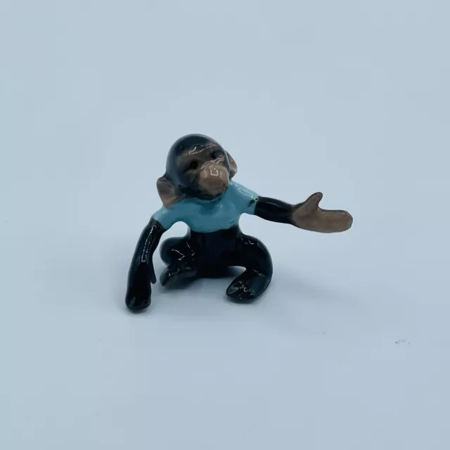 Vintage Retired Hagen Renaker Baby Chimpanzee in Blue Shirt Figurine Miniature