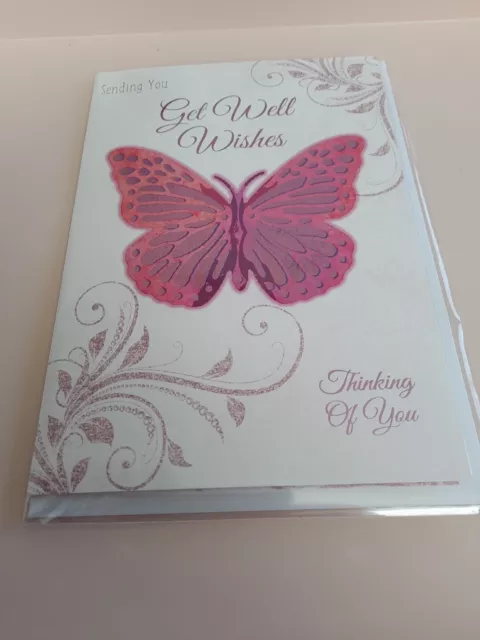 Sending You Get Well Wishes Card-Butterfly Lovely Verse