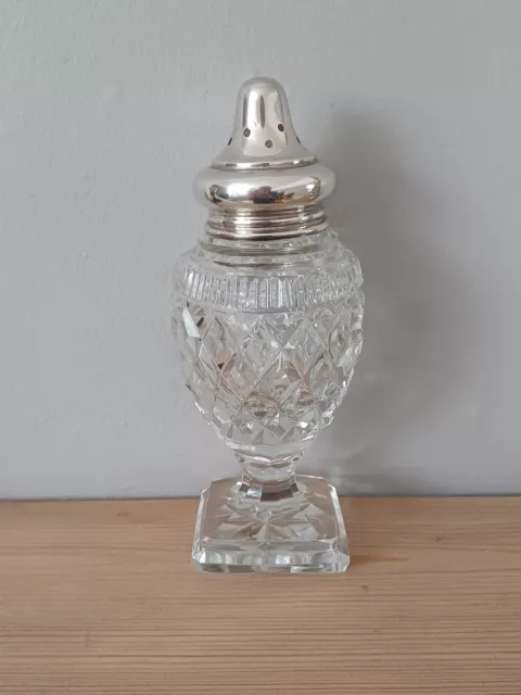 Solid Silver & Beautifully Cut Glass Sugar Shaker London Hallmark