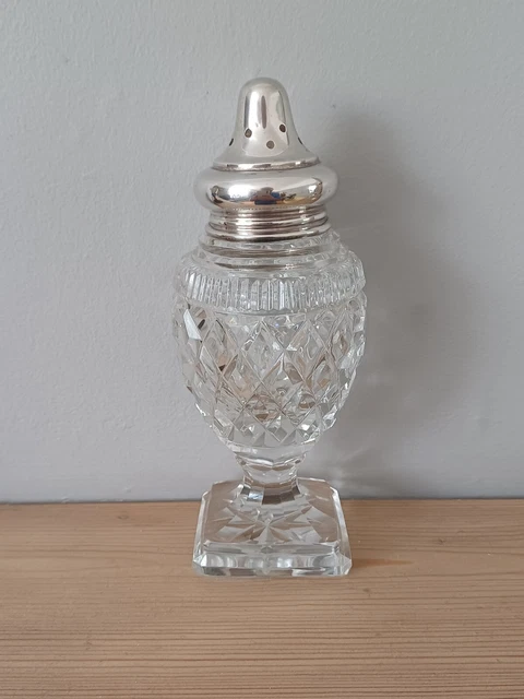 Solid Silver & Beautifully Cut Glass Sugar Shaker London Hallmark