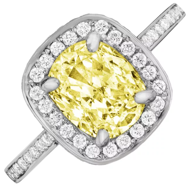 WOW GIA Certified 5.50 Carat Fancy Yellow Cushion Cut Diamond Engagement Ring