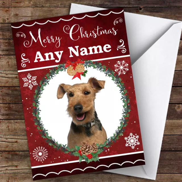 Welsh Terrier Dog Traditional Animal Personalised Christmas Card