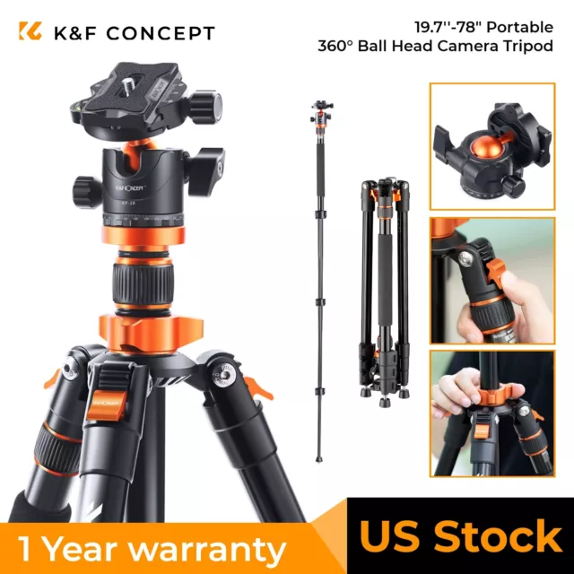 K&F Concept 78 inch Aluminum Camera Tripod with 360 Degree Ball Head for DSLR